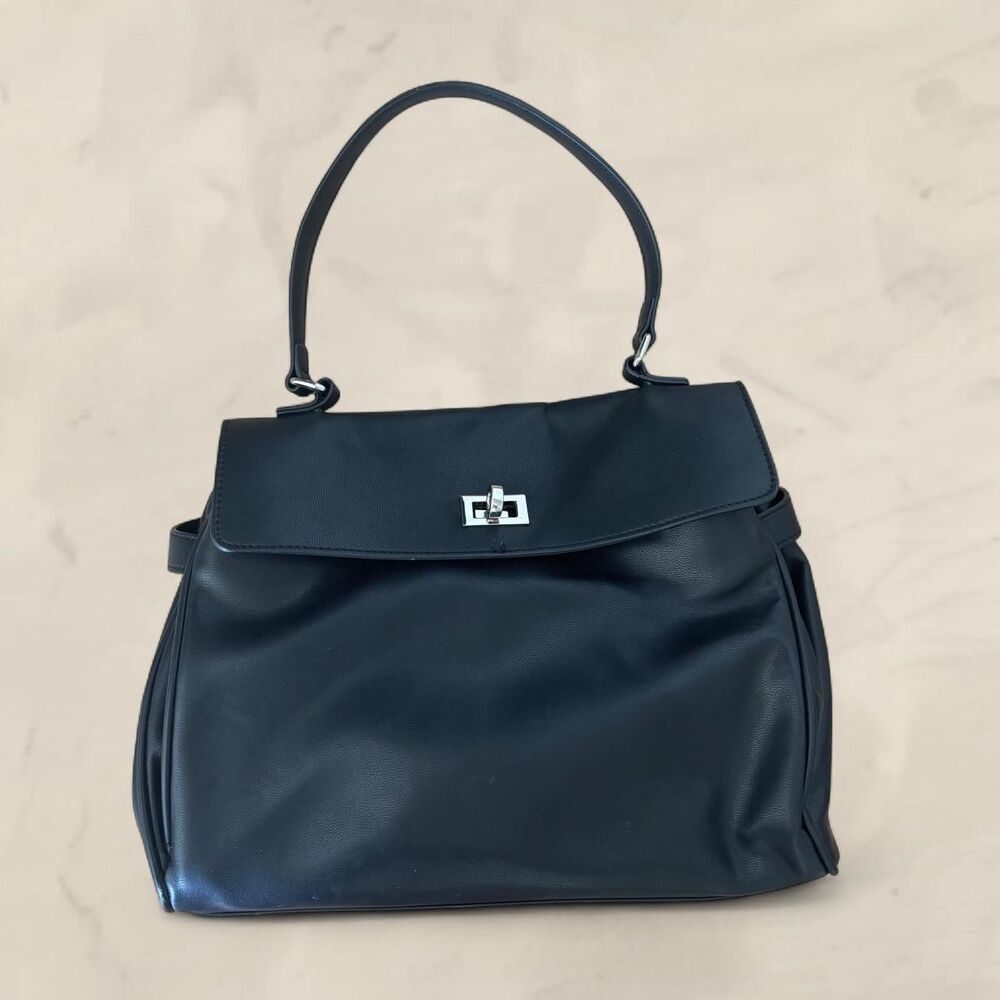 Steve Madden black leather handbag slouchy tote Alfee purse